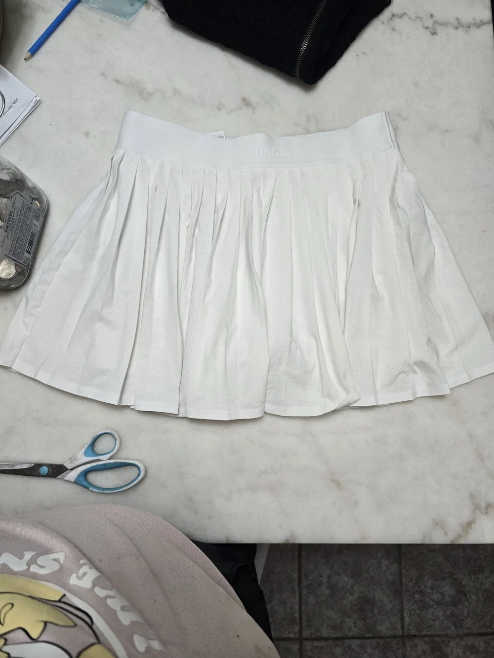 Athleta White Pleated Mini Skirt